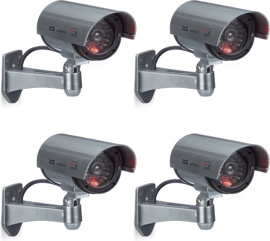 Relaxdays 4x dummy beveiligingscamera - nepcamera - camera nep - CCD LED - buiten van Relaxdays