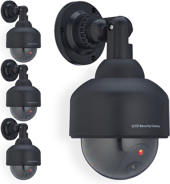 Relaxdays 4x dummy dome camera met led-lampje - nep bewakingscamera binnen & buiten van Relaxdays