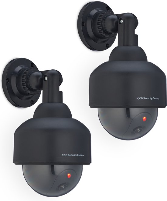 Relaxdays dummy dome camera set van 2 - knipperend led-lampje - binnen - buiten - nep bewakingscamera van Relaxdays