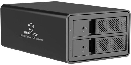 Renkforce RF-6647596 3,5 harde schijf behuizing 2 Bay 3.5 inch USB-A 3.0 van Renkforce