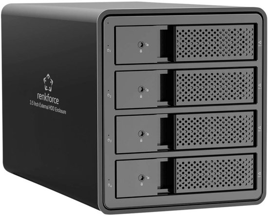 Renkforce RF-6647598 3,5 harde schijf behuizing 4 Bay 3.5 inch USB-A 3.0 van Renkforce