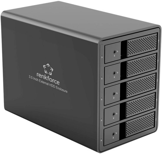 Renkforce RF-6647600 3,5 harde schijf behuizing 5 Bay 3.5 inch USB-A 3.0 van Renkforce