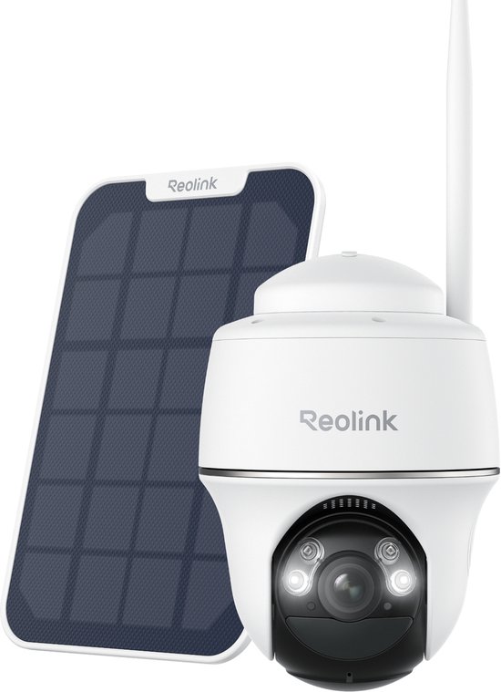 Reolink 2K 5MP Beveiligingscamera met Zonnepaneel, Pan- en kantelfunctie, 360° Kijkhoek, Batterijen Draadloos, Kleuren Nachtzicht, Detectie Persoon/Voertuig, Argus Series B430 met zonnepaneel