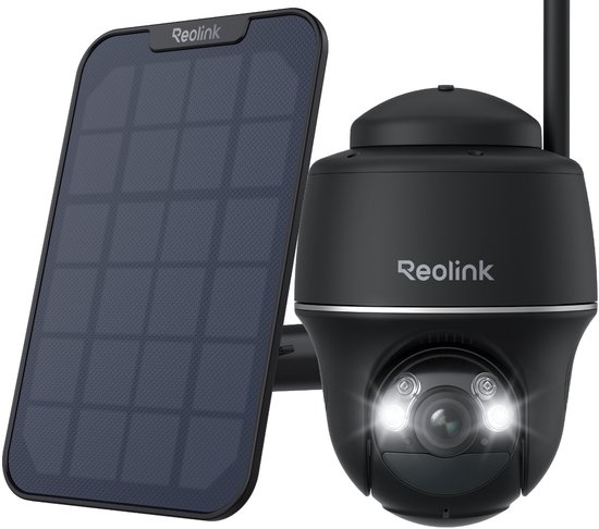 Reolink 2K 5MP Beveiligingscamera, Pan- en kantelfunctie, 360° Kijkhoek, Batterijen Draadloos, Kleuren Nachtzicht, Detectie Persoon/Voertuig, Argus PT met Zonnepaneel van Reolink