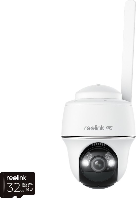 Reolink 4K 4G-LTE beveiligingscamera buiten op batterij, met 32GB MicroSD-kaart, Detectie van personen/voertuigen/dieren, Pan en tilt van Merkloos