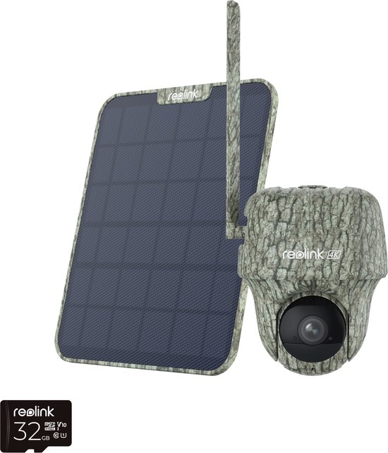Reolink 4K 4G LTE PT Wildlife Cam met zonnepaneel, 360° zicht, 32GB microSD-kaart, detectie en herkenning van dieren van Reolink