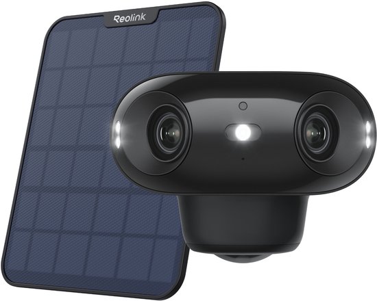 Reolink 4K camerabewaking 180 graden uitzicht, buiten, op batterij, Draadloos wifi, Detectie van personen/voertuigen/dieren, Nachtzicht in kleur, Argus 4 Pro met Zonnepaneel van Reolink