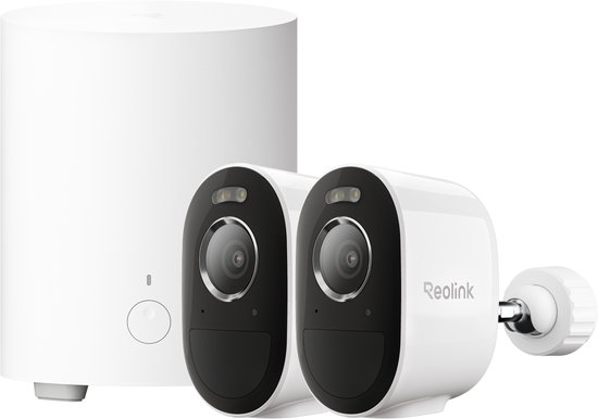 Reolink 5MP Draadloos Beveiligingscamerasysteem - AI-samenvatting - Slimme Detectie - IP67 Waterdicht - Hub 1 Lite + 2x Argus Serie B330