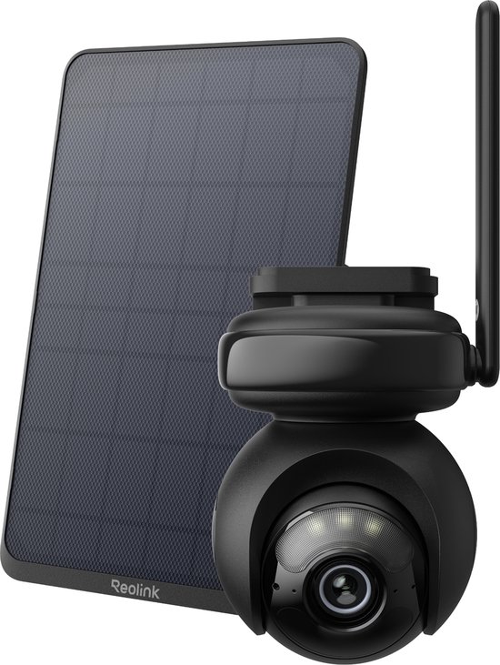 Reolink Altas PT Ultra + 12W Zonnepaneel Zwart - 4K Draadloze Beveiligingscamera op Zonne-energie voor Buiten, 500 Dagen Batterijduur, ColorX Nachtzicht, 360° Pan-Tilt Automatische Tracking, Wi‑Fi 6-camera, 12W Hoge Laadefficiëntie van Merkloos
