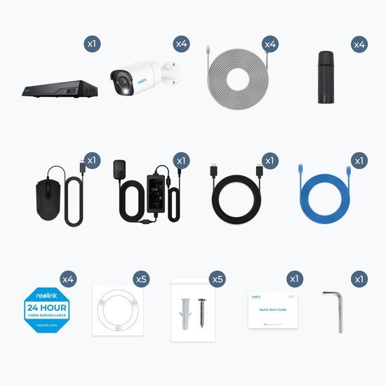 Reolink NVS8-8MB4 beveiligings set - 8MPixel - 4 camera's