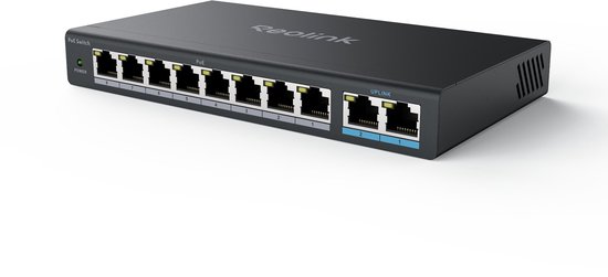 Reolink RLA-PS1 PoE Switch met 8 PoE- en 2 Gigabit Uplink-poorten, Ideaal voor REOLINK RLN36 NVR en Power over Ethernet IP-camera's, IEEE802.3af/at, Metalen behuizing, Bureau-/wandmontage van Merkloos
