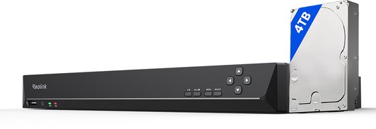 Reolink RLN16-410 16CH PoE NVR voor Huisbeveiligingscamera Systeem CCTV, Werkt uitsluitend met 16MP/12MP/4K/8MP/5MP/4MP PoE IP-camera's van hetzelfde merk, 24/7 opname op voorgeïnstalleerde 4TB harde schijf van Reolink