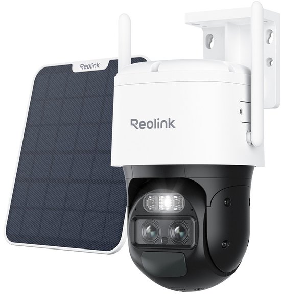 Reolink TrackMix LTE + Zonnepaneel, 4K Dual Lens 4G LTE Mobiele Beveiligingscamera Buiten, 360° PTZ met Auto-tracking, Zonne-energie Zonder WiFi, 6× Hybride Zoom, 8MP Kleuren Nachtzicht, SIM-kaart Inbegrepen, Bewegingsmelding van Reolink