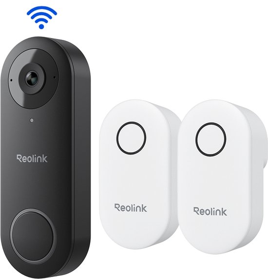 Reolink Video Deurbel Camera WiFi met 2 Stuks Reolink Bel V2, Bedrade 5MP Buitencamera, 180° Groothoek, Slimme Detectie, 5G/2.4GHz Dual-band WiFi, Tweewegcommunicatie, Lokale Opslag, Werkt met Google Assistant, Geen Abonnement van Reolink
