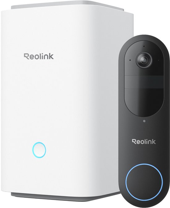Reolink Video Doorbell + Home Hub, 2K Dual-Band Wi-Fi Batterijdeurbel met 150°x150° Beeldhoek, Batterijgevoed, Persoons-/Voertuig-/Pakketdetectie, Tweewegcommunicatie, Lokale Opslag, Geen Maandelijkse Kosten van Reolink