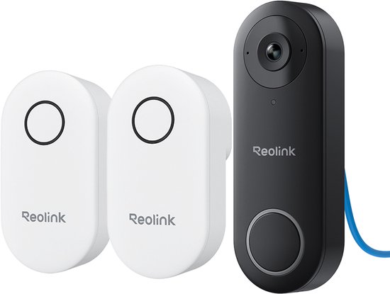 Reolink Videodeurbel PoE Camera met 2 Stuks Chime V2, 2K+ IP Beveiligingscamera Buiten, 4:3 Beeldverhouding, 180° Diagonaal, Tweewegcommunicatie, Plug & Play, Beveiligde Lokale Opslag, Geen Maandelijkse Kosten van Reolink