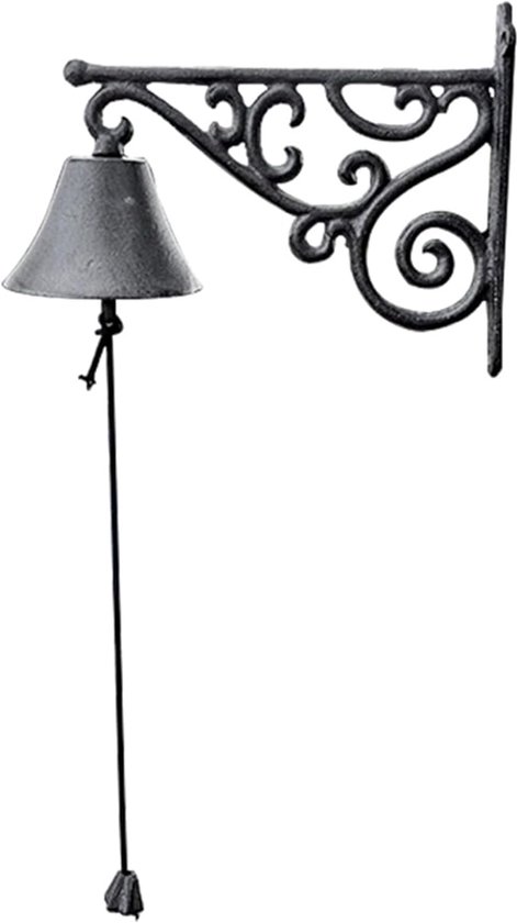 Retro IJzeren Deurbel - 25 * 19cm - Ornamentele Muurbeugel - Handmatige Bel voor Voordeur - Landelijke Woonaccessoire