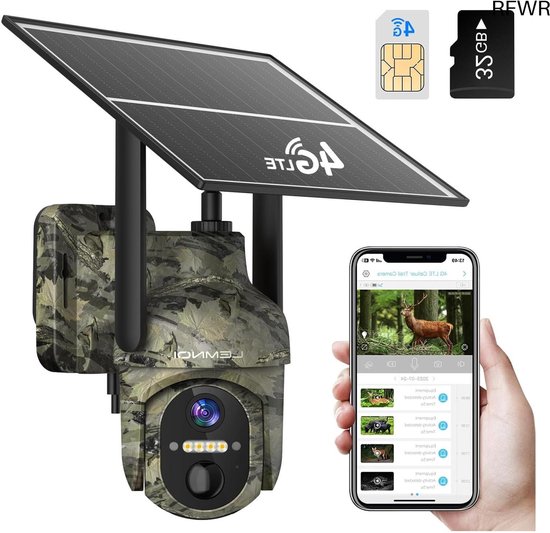 RFWR® 4G Beveiligingscamera met SIM-kaart en SD-kaart - Draadloze Bewakingscamera met Nachtzicht en Bewegingsdetectie van Merkloos