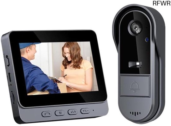 RFWR® Draadloze Videodeurbel met Groot Scherm 4,3 Inch en HD Nachtzicht