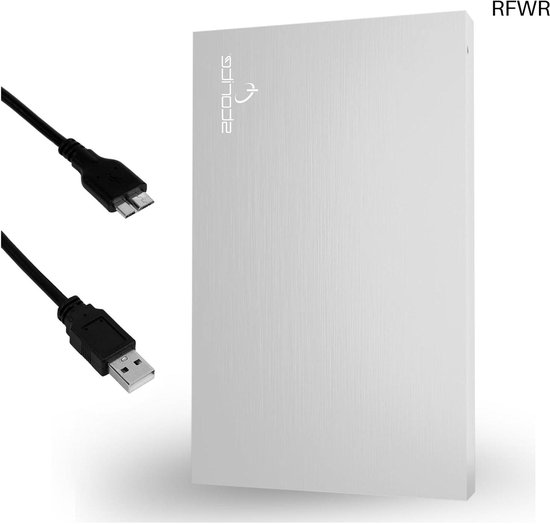 RFWR® Ultradunne draagbare externe harde schijf 1TB met USB 3.0 - Geschikt voor PC, Mac, Gaming en Laptop