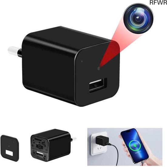 RFWR® Verborgen Mini Spionagecamera met USB-oplader en Bewegingsdetectie - HD 1080p Video-opname van Merkloos