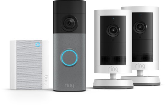 Ring Battery Video Doorbell 2K met Chime en 2-pack camera op batterij - Bundel