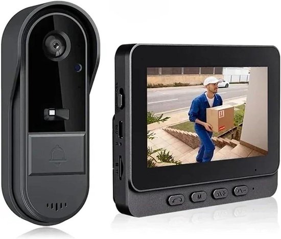 Ring Deurbel 4,3 Inch 2,4G Draadloze Videodeurbelcamera WIFI Nachtzicht Smart Home Security Deurbel Tweerichtingsintercom For Thuis Installeren In Een Handomdraai(FREE 256G SD Card)