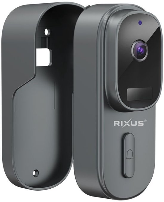 Rixus RXCM23 Smart 2K Wifi video deurbel - Draadloze deurbel - op batterijen - met camera - Grijs van Rixus