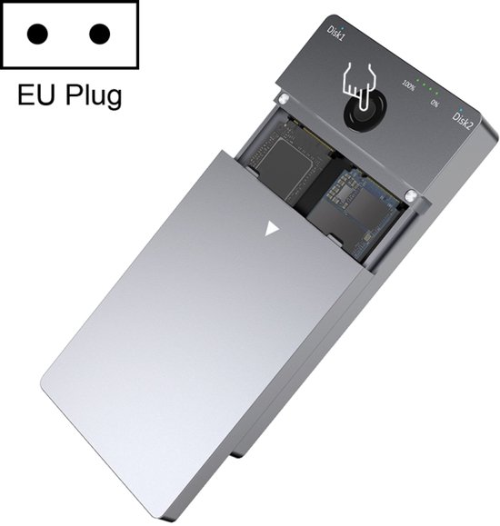 Rocketek ME921 USB3.1 Gen2 Dual M.2 Solid State Drive Box NVMe Docking Station, EU-stekker