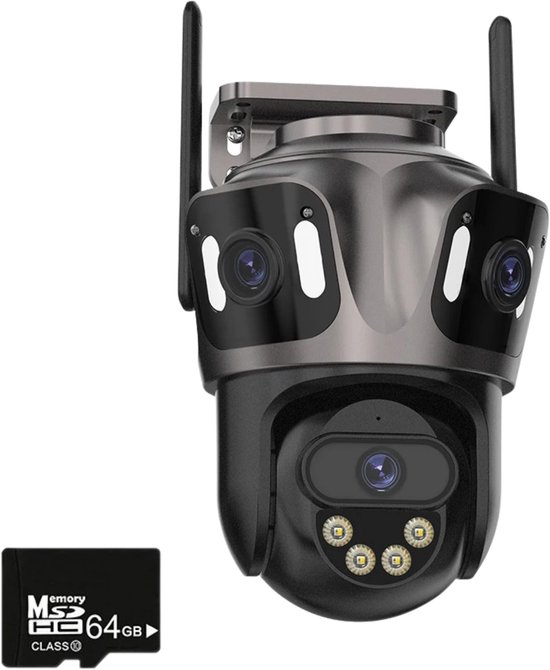 Rolu Beveiligingscamera - Beveiligingscamera Draadloos Buiten - Buitencamera Met Nachtzicht - 64 GB Opslag - Wifi - Full HD van Merkloos