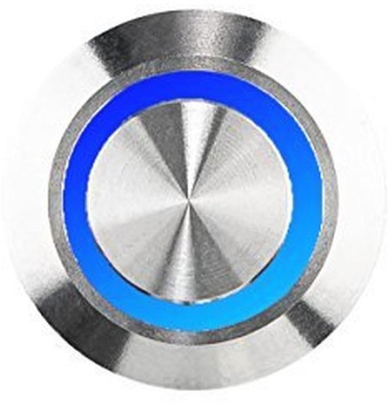 Ronde LED deurbelknop van roestvrij staal - Blauwe belschakelaar - Waterbestendig IP65