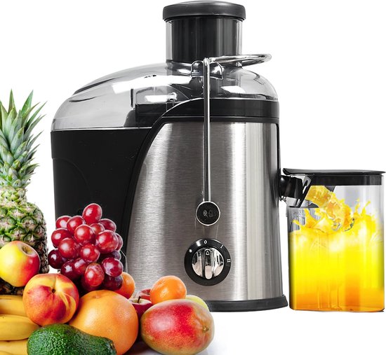 Roxana® Slowjuicer - Sapcentrifuge - 800W - Groente En Fruit - 2 Snelheden - 2,3 Kg - Mixer - Zwart - Zilver - Blender - 22000 Tpm van Roxana