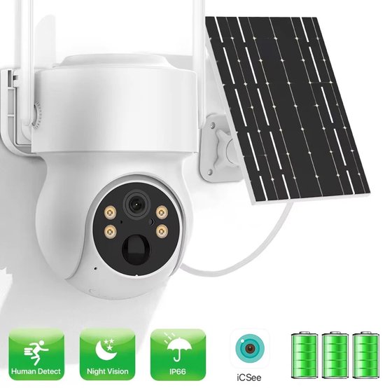 Rumi Buiten camera - Beveiligingscamera - Met nachtzicht - 4MP - Met wifi en app - Zwart - Muur & Dakbevestiging - PTZ functie voor Panoramisch zicht en Zoommogelijkheden van Rumi