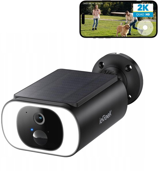 S1 2K Draadloze Solar Beveiligingscamera – 2K 3MPx Full HD - Geïntegreerd Zonnepaneel, Nachtzicht, AI Bewegingsdetectie, Tweeweg Audio, IP67 Weerbestendig - Zwart van Merkloos