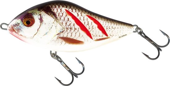 Salmo Slider Sinking - Jerkbait - Wounded Grey Shiner - 12cm - Rood van Salmo