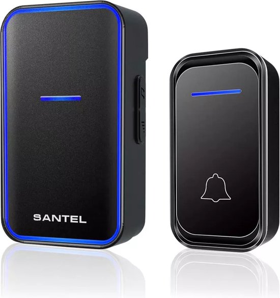 Santel - Draadloze Deurbel -  Draadloos - Deur Bel - Deurbellen - Wireless doorbell Waterdicht IP44 - Met Ontvanger - Zwart