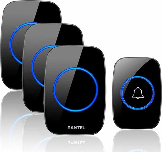 Santel draadloze deurbel met 3 ontvangers – Deurbel draadloos - Deurbellen – Wireless Doorbell - IP44 Waterdicht