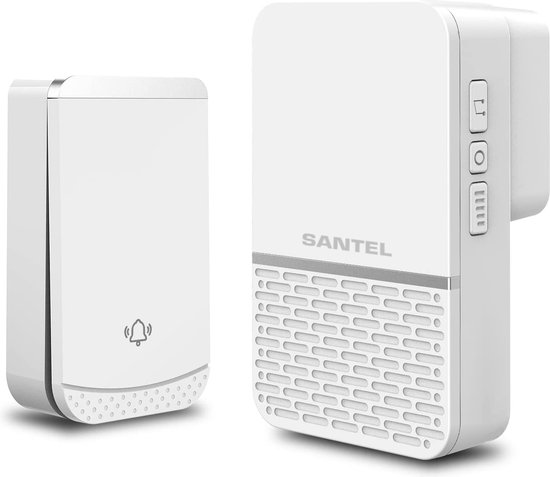 Santel TS04 – Draadloze Deurbel Set – Ontvanger op stroom – Bereik 300 meter – IP44 Waterdicht – 36 Melodieën – Wit