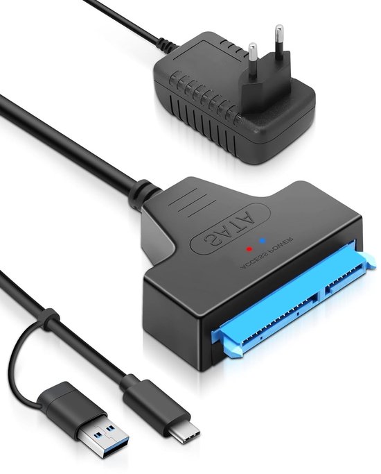 SATA naar USB 3.0 Adapter voor 2.5"/3.5" HDD/SSD met 12V 2A Voeding, Geschikt voor Mac OS, Windows en Linux, Externe Hardeschijf Verbinding