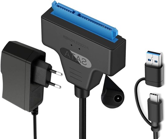 SATA naar USB adapter voor externe en interne harde schijven SSD/HDD 2.5/3.5-inch, compatibel met 12V 2A voeding, geschikt voor Windows, Mac en Linux systemen