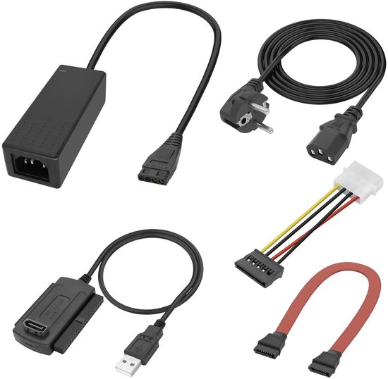 SATA PATA IDE naar USB 2.0 Adapterkabel voor 2.5" en 3.5" Hard Drives en SSD's met Voedingskabel voor PC en Laptops van Merkloos