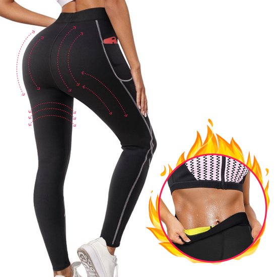 Sauna Broek – Lang | Compressie Legging | Met Zak | Thermisch | Afslankbroek | Neopreen Zweet Broek (2026) van Merkloos
