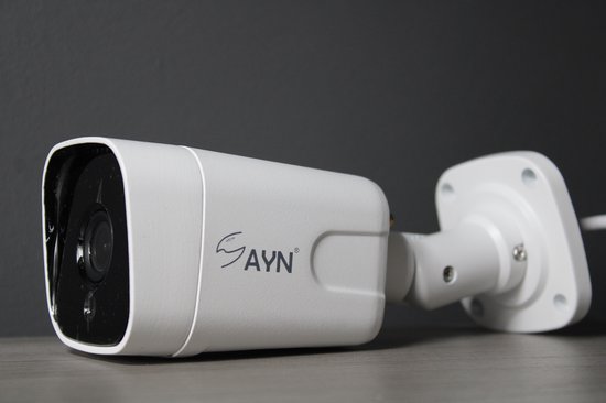 SAYN Model 4 Beveiligingscamera Wit - 5MP Super HD (2560p) - WiFi IP66 Waterdicht - Bewegings- en Geluidsdetectie - Nachtzicht tot 25m - Sony Sensor - Voor Binnen en Buiten
