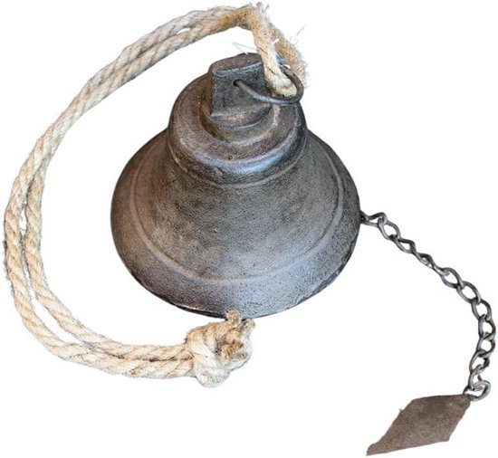 Scheepsbel Deurbel - Antieke Bel - Decoratief Ophangen - Handgemaakt IJzer - 100 cm Hoog - Antiek Bruin
