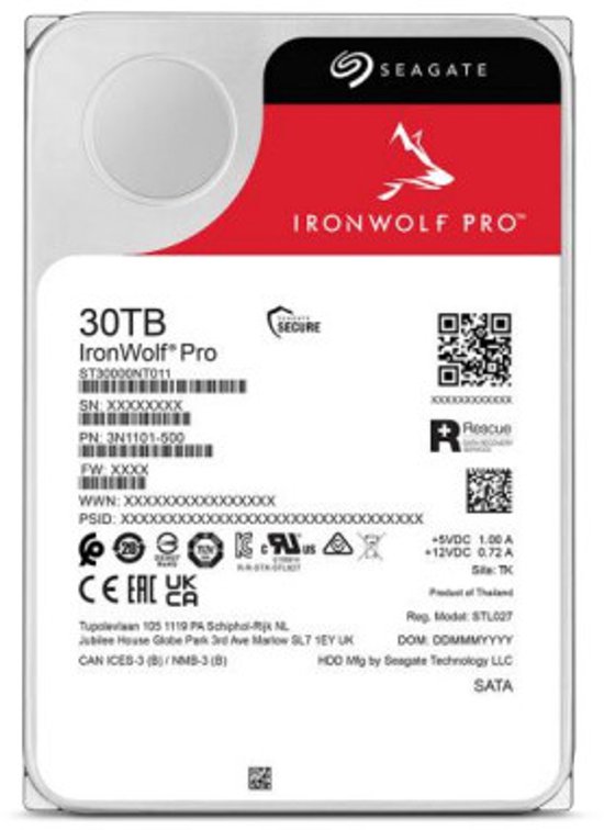 Seagate IronWolf Pro ST30000NT011 interne harde schijf 30 TB 7200 RPM 512 MB 3.5" SATA III van Merkloos