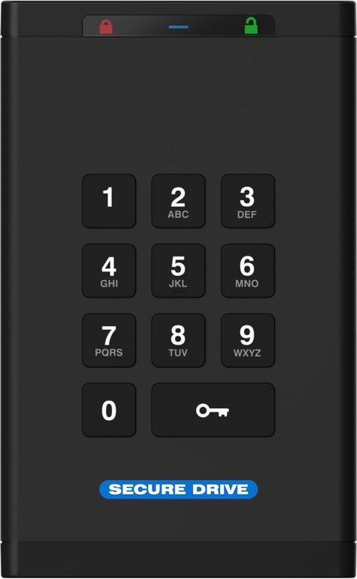SecureDrive KP 2TB HDD - PIN code - FIPS 140-2 Level 3 validated van Merkloos