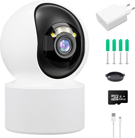 Security Binnencamera-Huisdiercamera Camera Beveiligingscamera-360° Wifi IP Camera-5MP-3K Resolutie-Baby Monitor-Petcam-Nachtzicht-Bewegingsdetectie-Pan & Tilt-Tweerichtingsaudio-Micro SD 64GB van SMARTXIFY