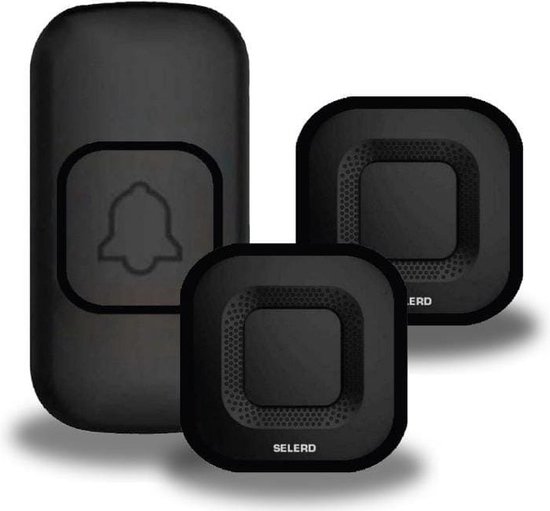 Selerd v2 - Met 2 ontvangers - Zwart - Draadloze Deurbel - Plug & Play - IP44 Waterdicht - 4 Volumes - 38 Melodieën - Incl. Batterij - Deurbel Draadloos - Oplichtende Led - 5 jaar garantie