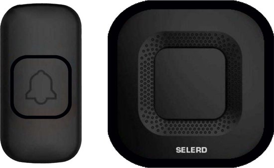 Selerd V2 - Zwart - Draadloze Deurbel - Plug & Play - IP44 Waterdicht - 4 Volumes - 38 Melodieën - Incl. Batterij - Deurbel Draadloos - Oplichtende Led - 5 jaar garantie