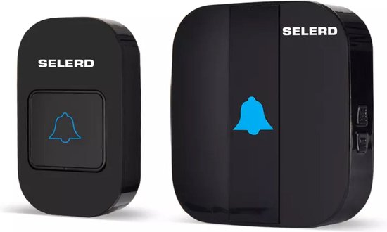 Selerd V5 - Zwart - Draadloze Deurbel - Plug & Play - IP44 Waterdicht - 4 Volumes - 52 Melodieën - Incl. Batterij - Deurbel Draadloos - Oplichtende Led - 5 jaar garantie